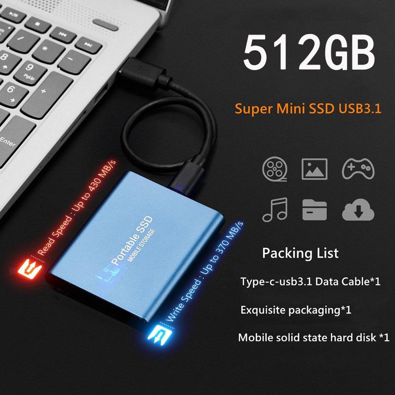 PSSD Mobile Solid State Drive: External USB Flash Storage 512GB/1TB/2TB for Phone Expansion