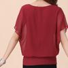 Summer New Solid Color Chiffon Shirt Sweet Short-Sleeved T-shirt Large Size Women's Clothing