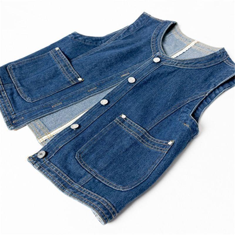 Jeansweste Damen Frühling Herbst Slim Jeans Weste Jacken Damen Casual Ärmellose Westen Cowboy Mantel Tops