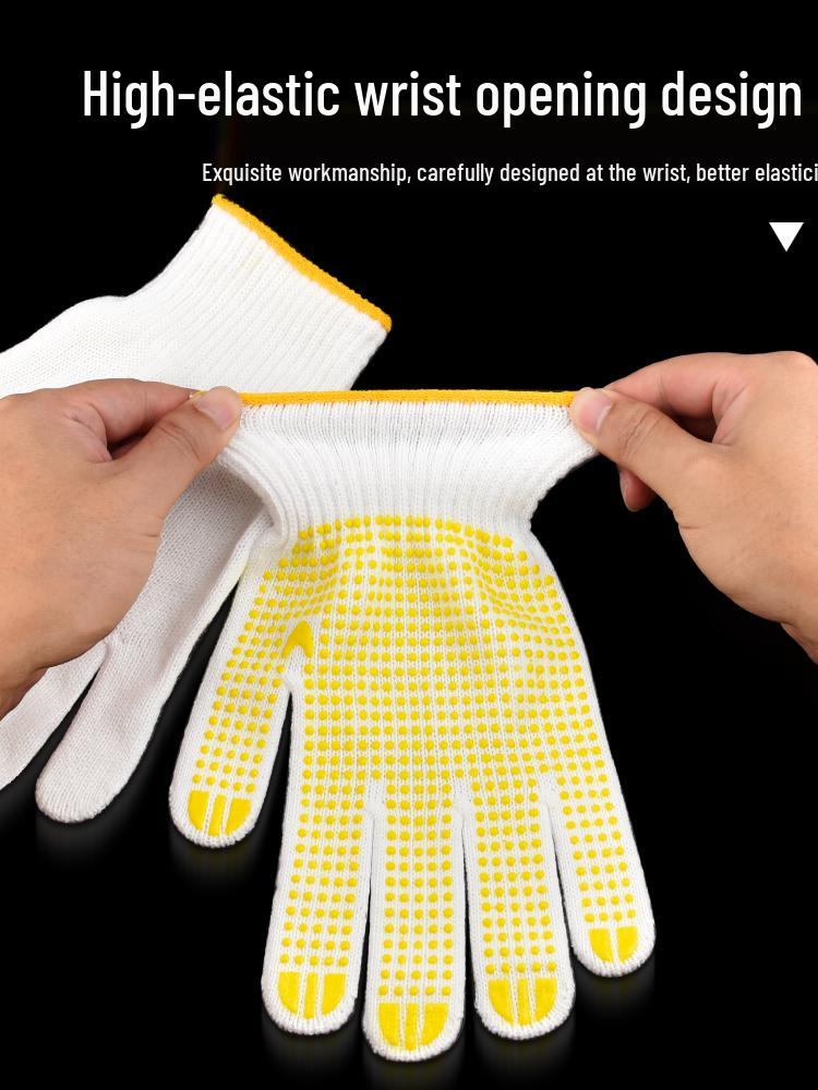 Atmungsaktive weiße Baumwoll-Nylon-Arbeitshandschuhe für das Bauwesen