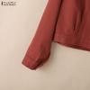 ZANZEA Women Casual Turn Down Collar Long Sleeve Thin Cardigan Blouse