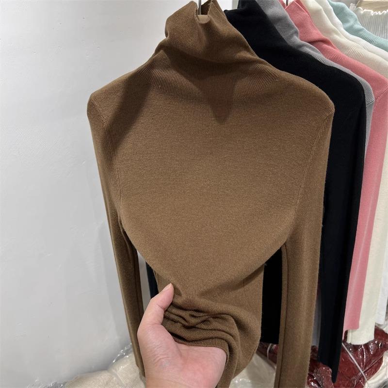 Maglione Dolcevita Lavorato a Maglia Slim-Fit da Donna - Primavera 2025 Top a Collo Alto a Maniche Lunghe Sovrapposto