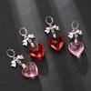 Sweet Cool Bowknot Earings Glass Love Heart Dangle Earrings Pendant Ear Rings Jewelry Punk Accessory for Women and Girls