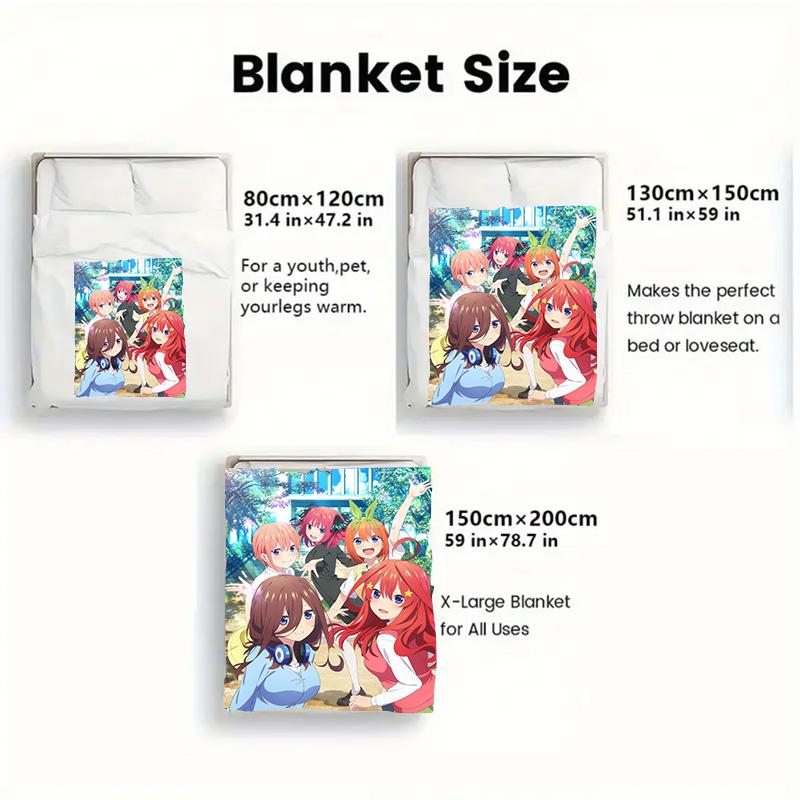 The Quintessential Quintuplets 2D Flat Pattern Flannel Blanket High quality All Seasons Warmth and Comfort Perfect for Christmas Gifts.DMT0925306