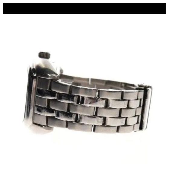 Used COGU Men's Watch Automatic AT Rectangular Back Slot 3 Hands Silver SS Genuine Belt Skeleton Character Limited Edition