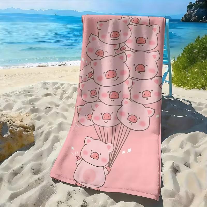 Cute Cartoon Pig Balloon Pink Print Beach Towel Quick Dry Sand Free Towel Kawaii Animal Kids Summer Beach Travel Towel
