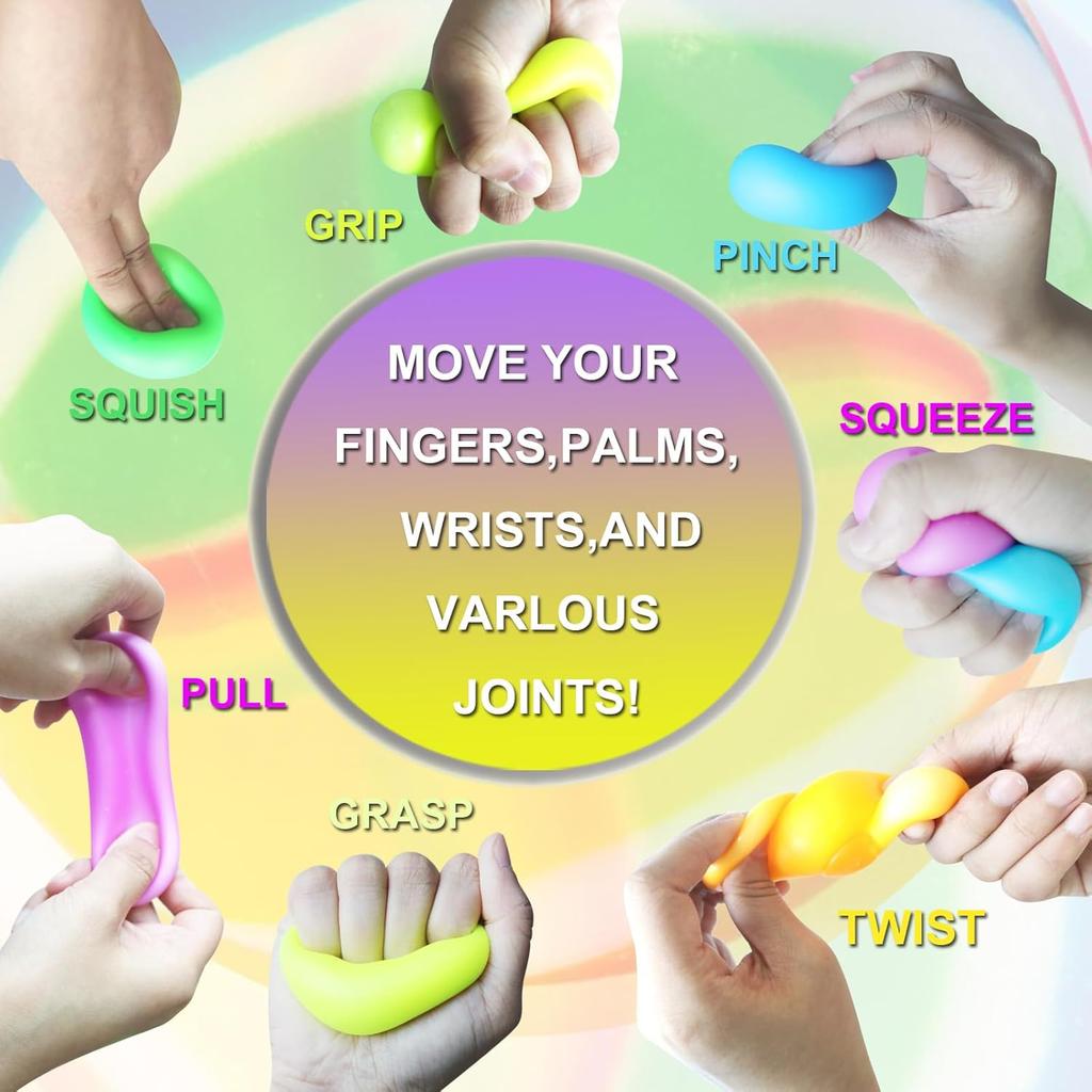 24 Pack Stress Balls Bulk for Kids and Adults-Slow Rising Stress Ball,Mini Colorful Stretchy Ball Sensory Squeeze Balls for Anxiety Stress