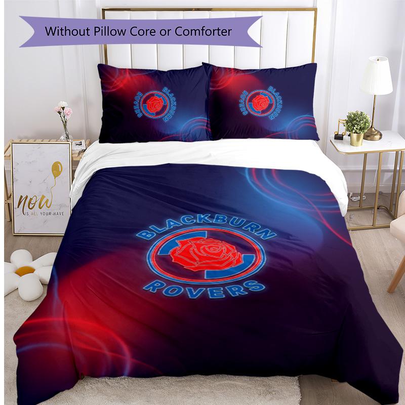 Blackburn Rovers Football Printed 3 Pieces Bedding Set, Comfortable Skin Friendly Bedroom Duvet Cover Set