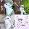 Cat Prone Backpack With Plush Animal Cartoon Crossbody Bag On Both Shoulders