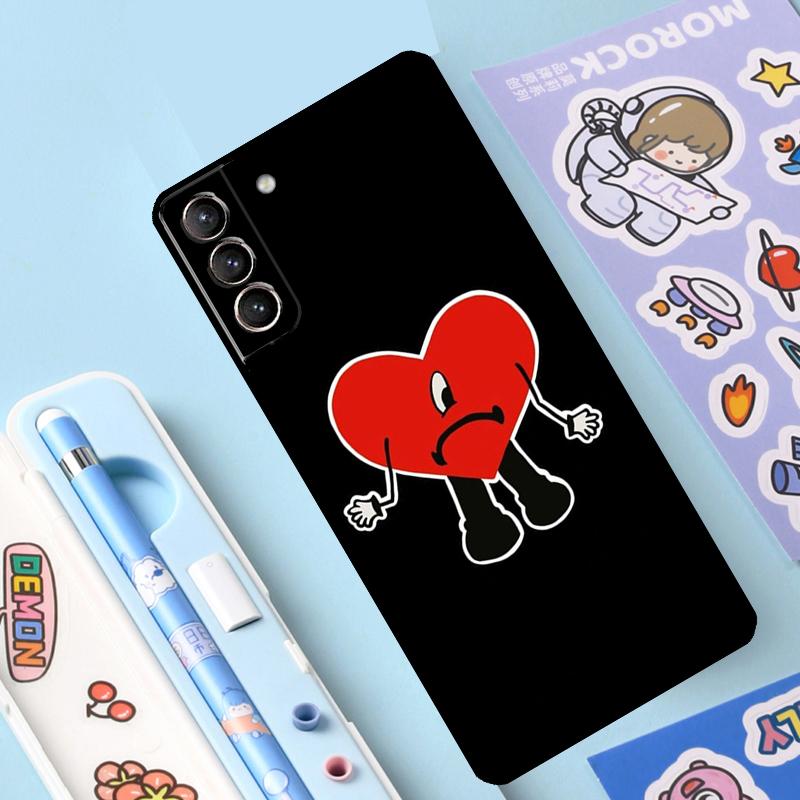 Bad Bunny Herz Regenbogen Farbige Hülle für Samsung Galaxy S23 S22 S21 Ultra S20 FE S9 S10 Note 10 Plus Note 20 Ultra Volle Abdeckung