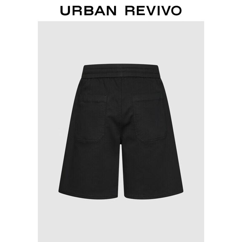 UR2026 Men s Black Elastic Waist Drawstring Casual Shorts 31