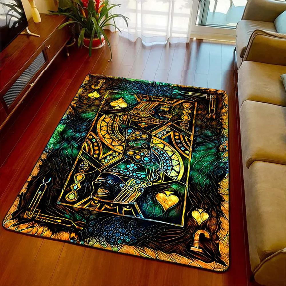 Moderne Malerei Pik Karte Poker Teppich Wohnzimmer Teppich Heimdeko Flur Fußmatte Rutschfest Küche Badezimmer Schlafzimmer Bodenmatte