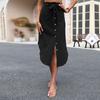 Falda de medio cuerpo de verano para mujer, falda de medio cuerpo con abertura irregular de color sólido a la moda