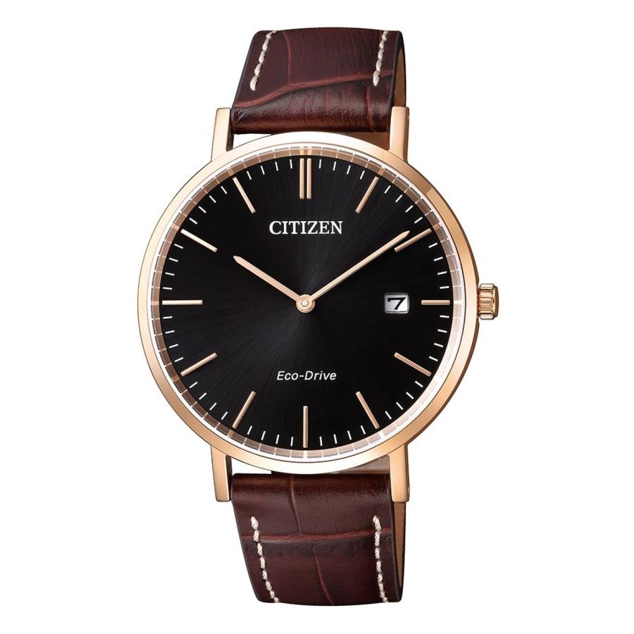 

Citizen Leather Analog Grey Dial Men S Rose Gold Band Watch-Au1083-13H чёрный