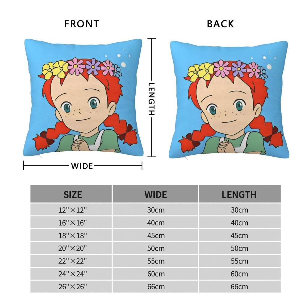 Cartoon Manga A-Anne Of Green Gables Pillow Case Cushion Cover Square Pillow Cover Vintage Pillowcases For Living Room Chair