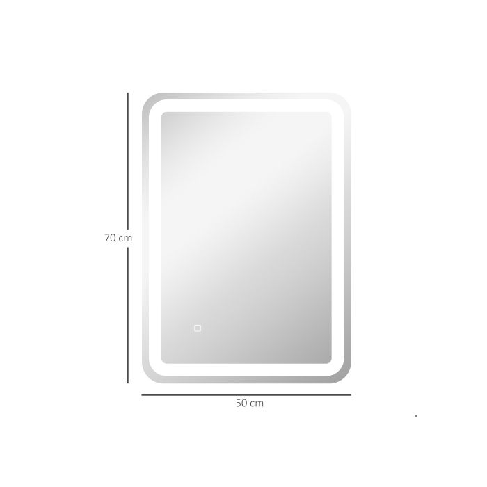 Kleankin Miroir de salle de bain LED, 50 x 70 cm, avec 3 lumières de couleur et interrupteur tactile, IP44