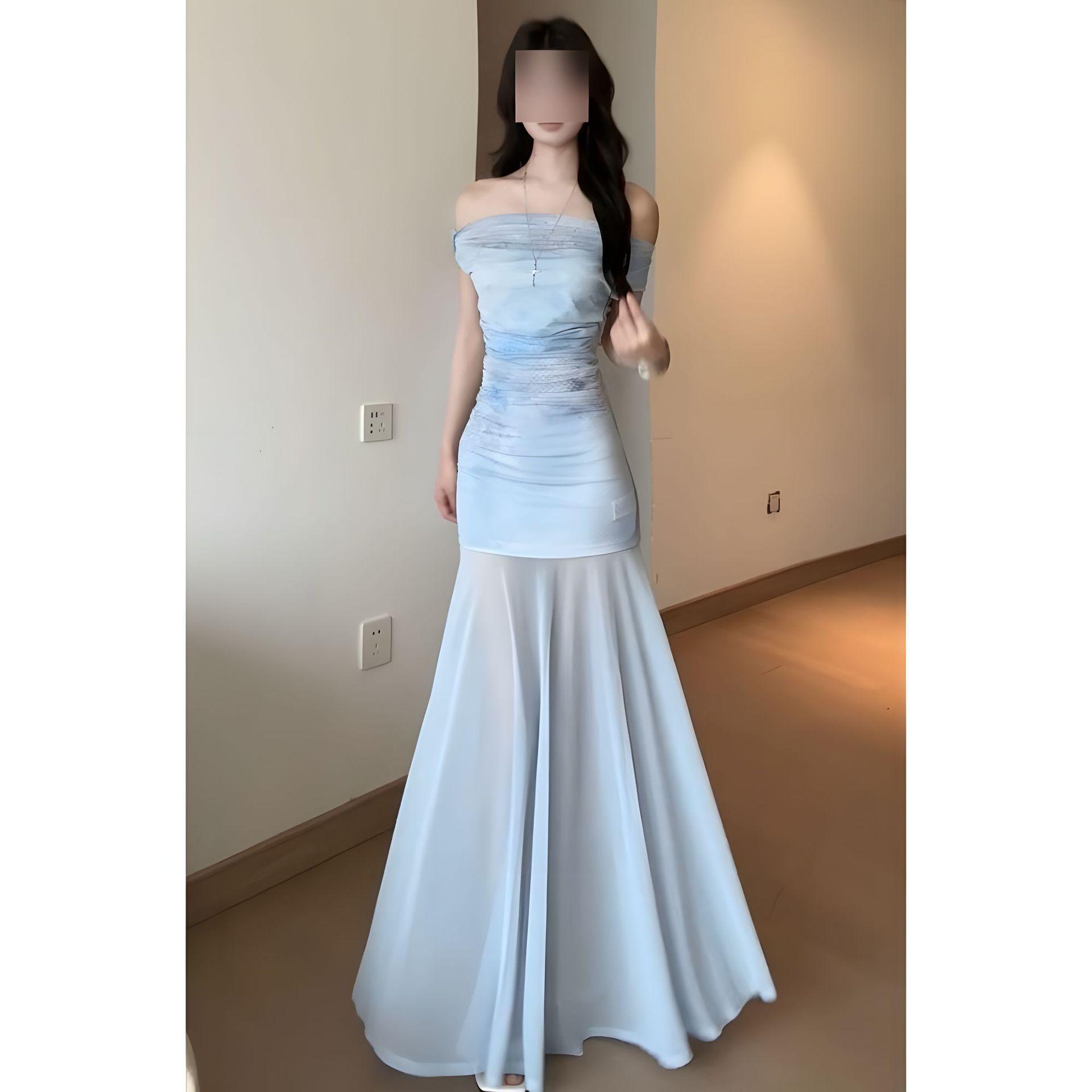 

Платье на подтяжках женское весеннее драпированное с цветочным принтом, темпераментное, с завышенной талией, тонкая юбка из пряжи XL- (recommended 110-60kg)