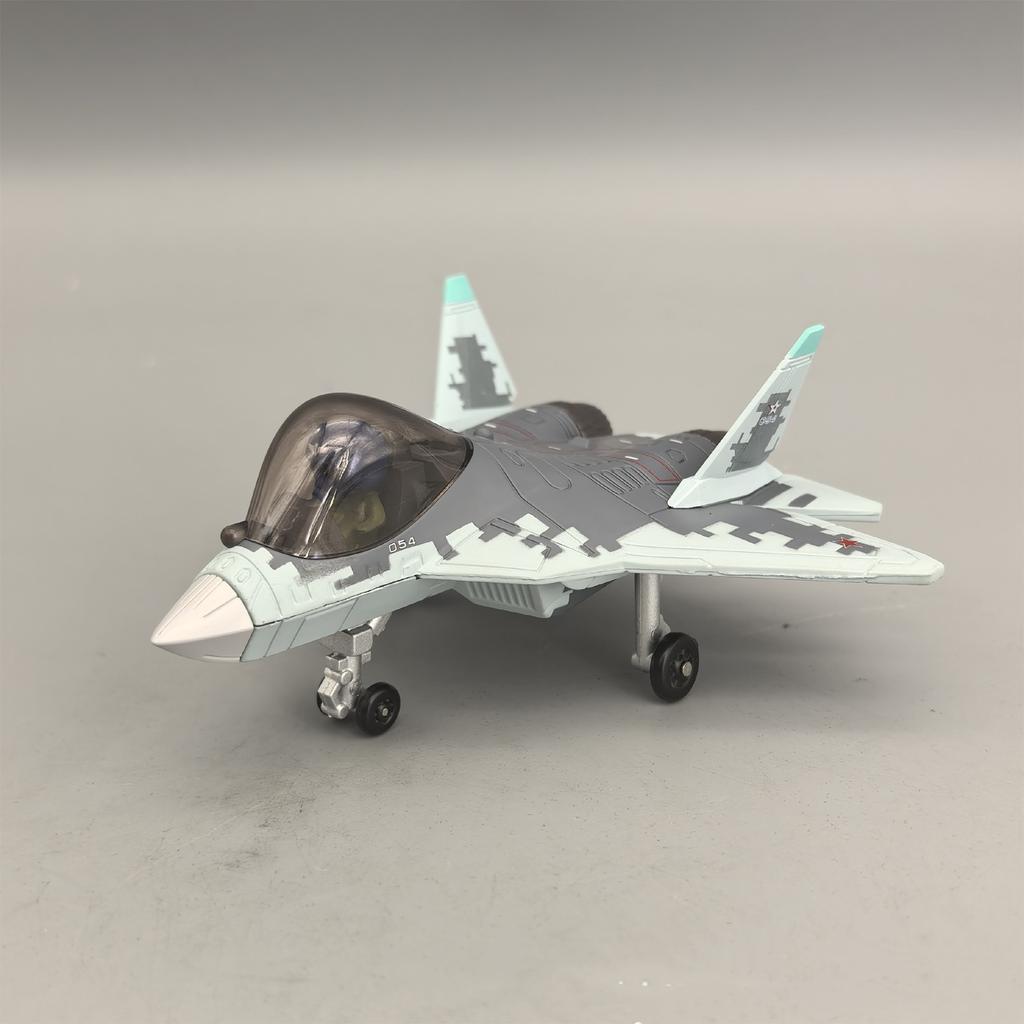 Plane Model Cartoon SU-57 Q Version Aircraft Metal Alloy Air Force Airplane With Landing Gear Collection Enthusiast Gift Display