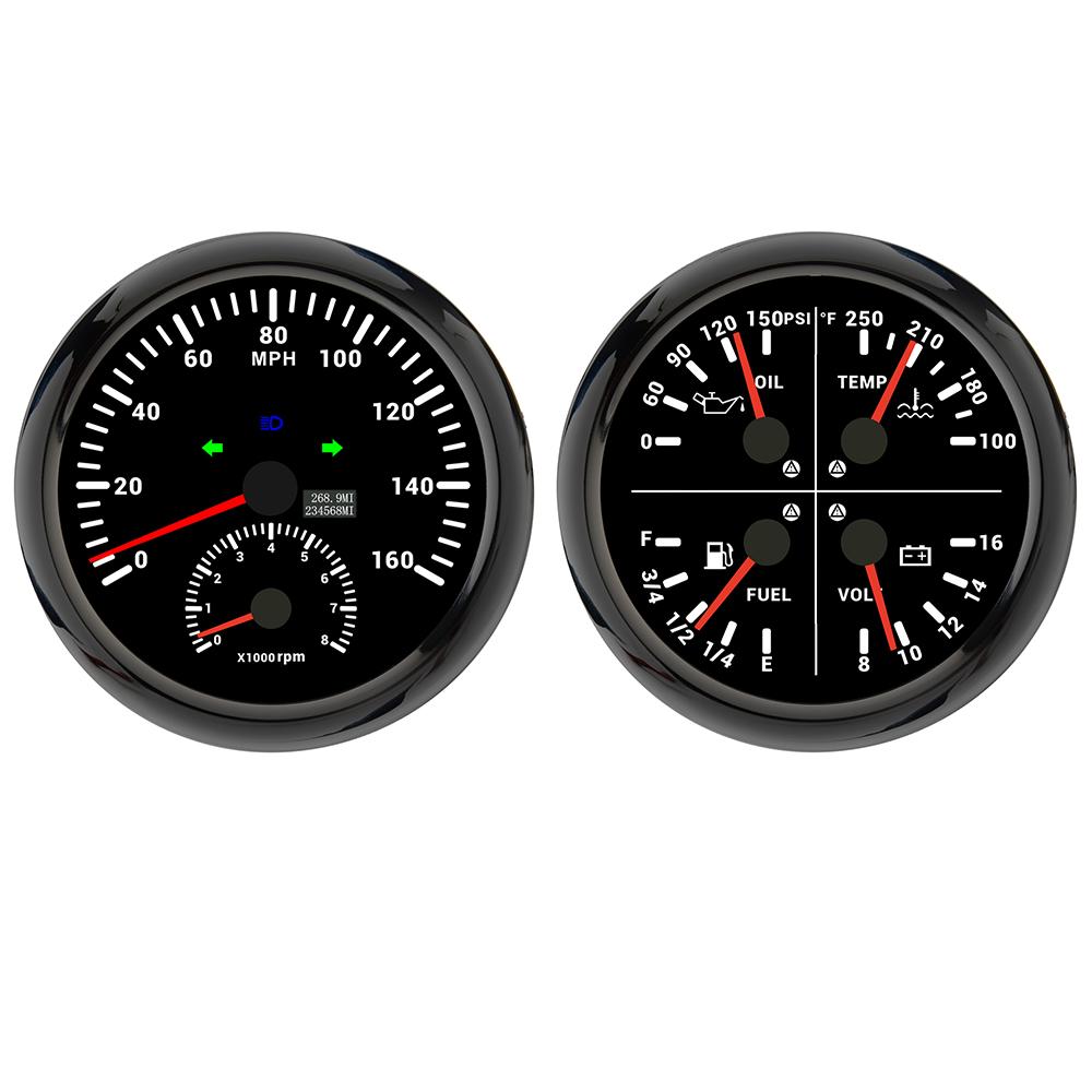 ELING 110MM GPS Speedometer 0-120KMH 0-200KM/H 0-120M 0-160MPH with RPM Tachometer with 4in1 Multifunction Meter with Backlight