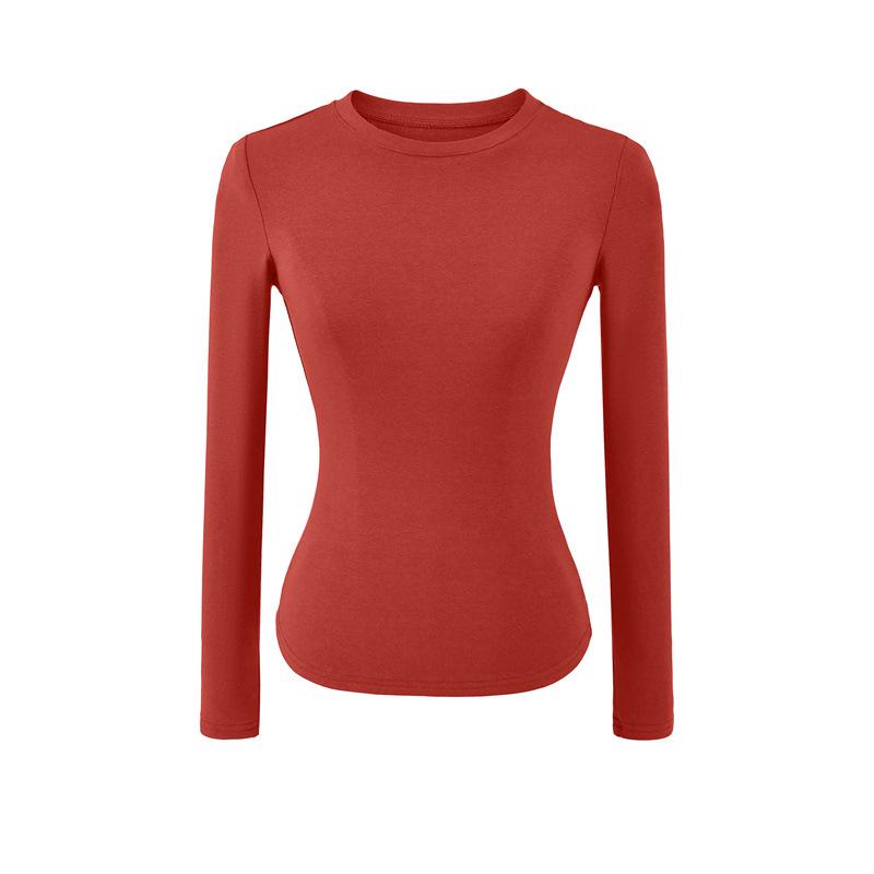 Spicy Girl Versatile Long-Sleeve Women's T-Shirt - Spring/Autumn, Comfortable Base Layer, Round Neck, Slim Fit