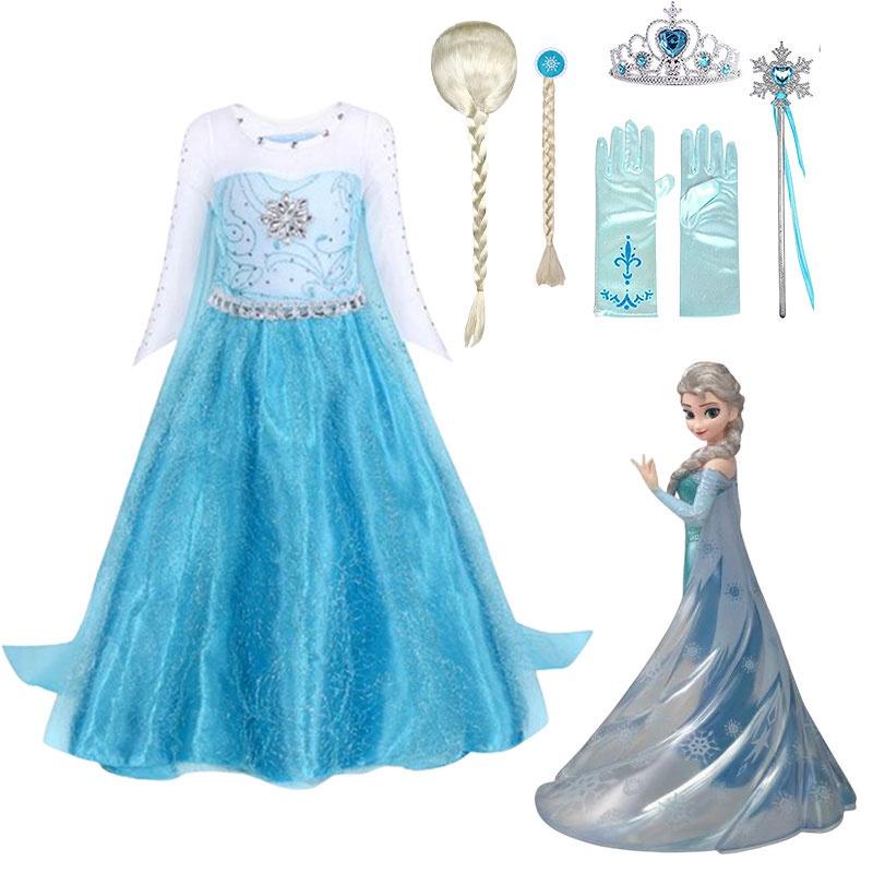 Elsa Princess Dress For Girls Halloween Costume Kids Fairy Tale Dress