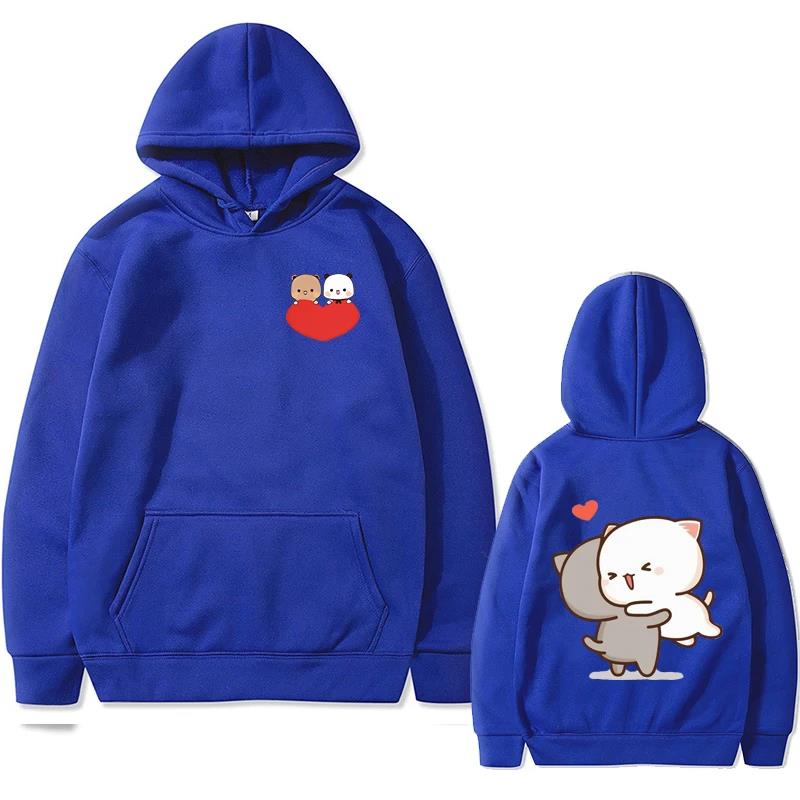 Cartoon Couple Graphic Hoodies for Women Men Clothing Cute Anime Printed Hooded Pullover Long Sleeves Fleece Streetwear