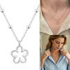 Silver Tone Flower Pendant Necklace for Women with Open Outline Design, Alloy Chain Jewelry for Date Night, Daily Wear and Commute Looks