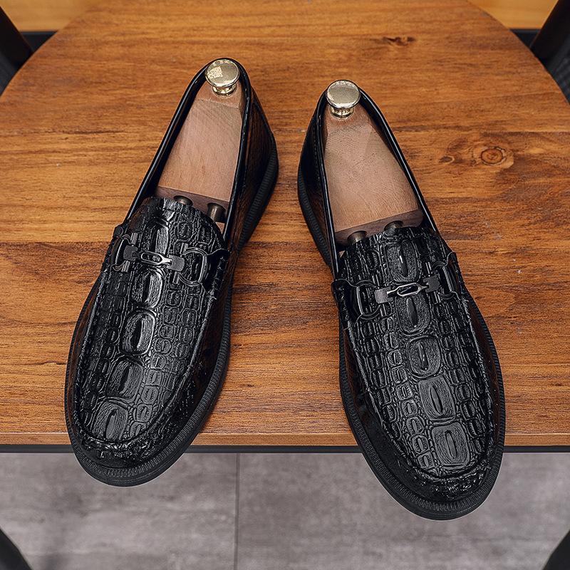 

2024 новые весенне-летние лакированные кожаные туфли-лоферы высокого класса, мужские повседневные кожаные туфли с крокодиловым узором, туфли для серфинга в британском стиле 39