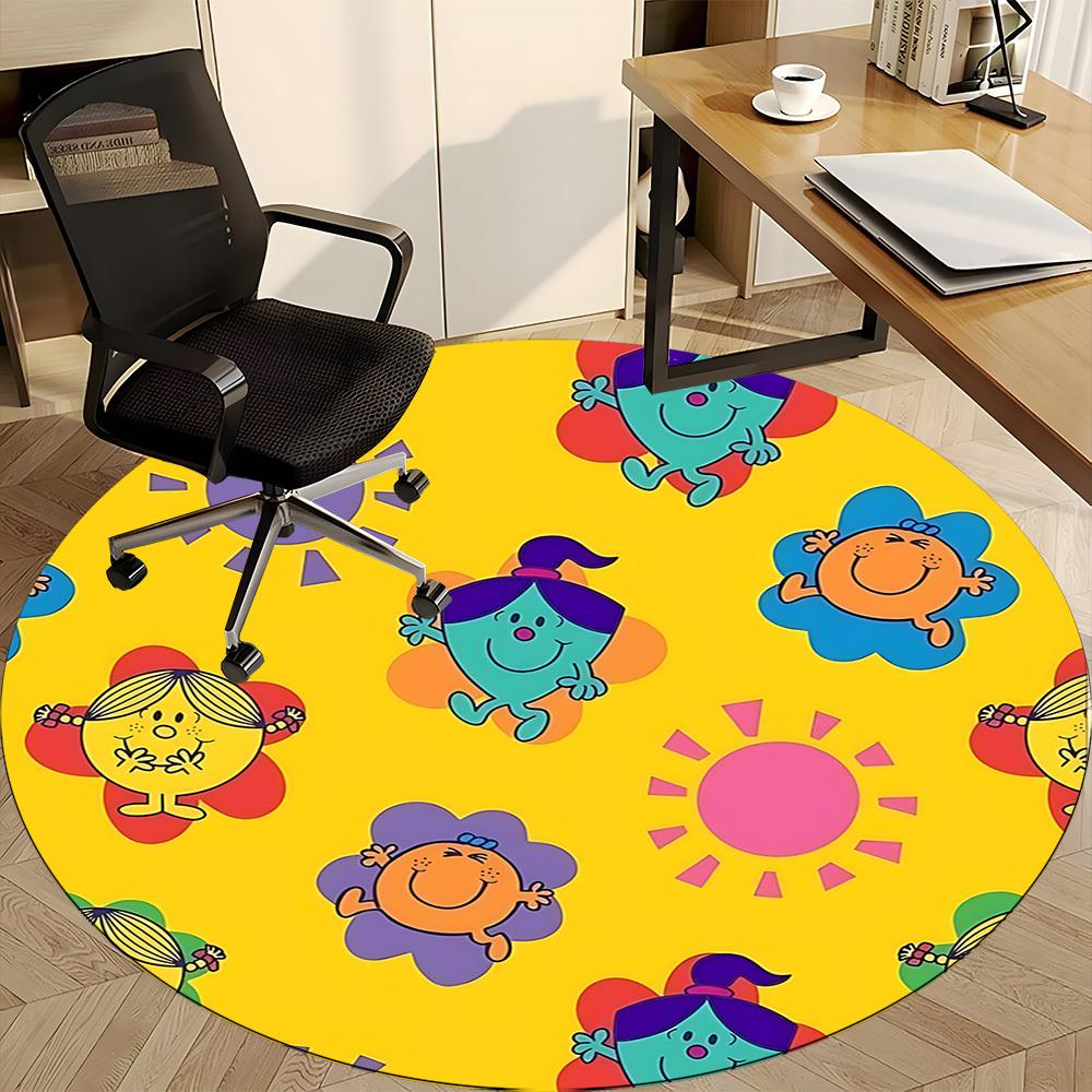 1pc Flower Sun Office Round Area Rug, Under Office Chairs Bedroom Living Room Home Decor, Room Deco, Available in Various Sizes