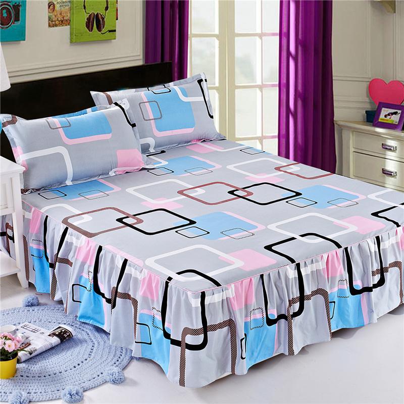 Bed Skirt Anti-dirty Sheet Bedspread Printed Elastic Band Bedclothes Queen King Skin-friendly Beds Protector Bedroom Space Decoration