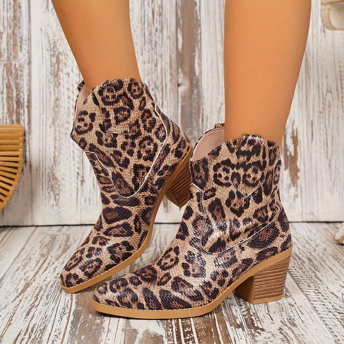 

Женские ретро ботильоны на массивном каблуке с леопардовым принтом - Слипоны с круглым носком из искусственной кожи с толстой резиновой подошвой для комфорта в любое время года Size 42 света леопард