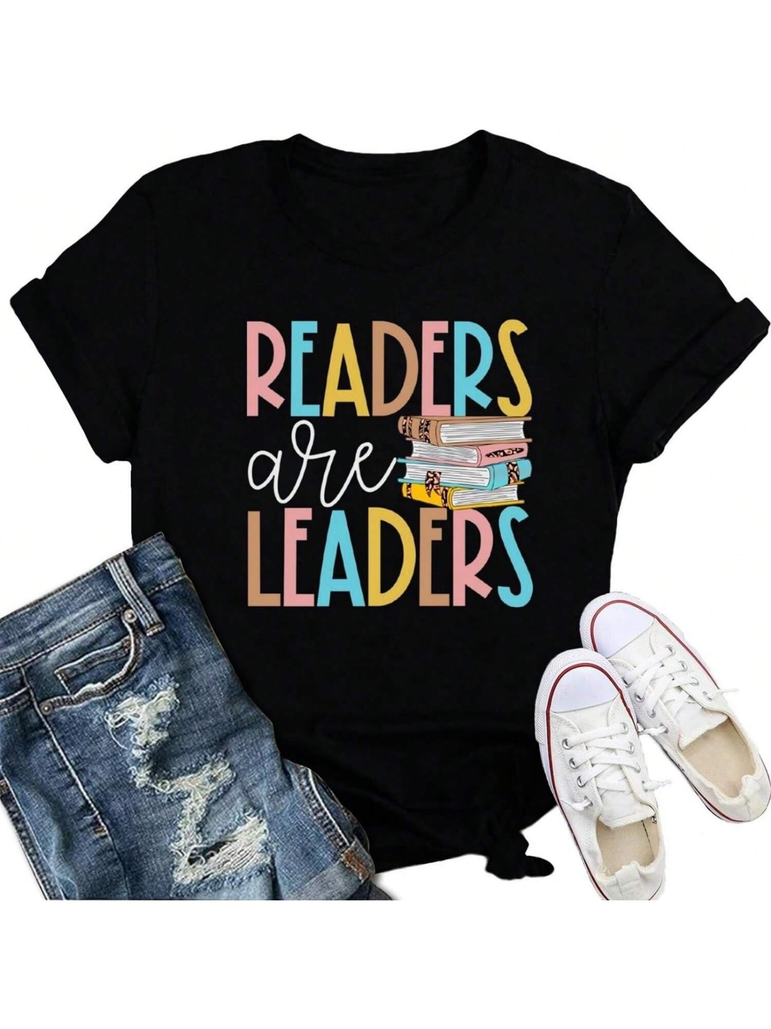 Wounisex s Reading Shirts Readers Are Leaders T-Shirt Librarian Book Lover Tshirt Bookworm Tee Top S разноцветный