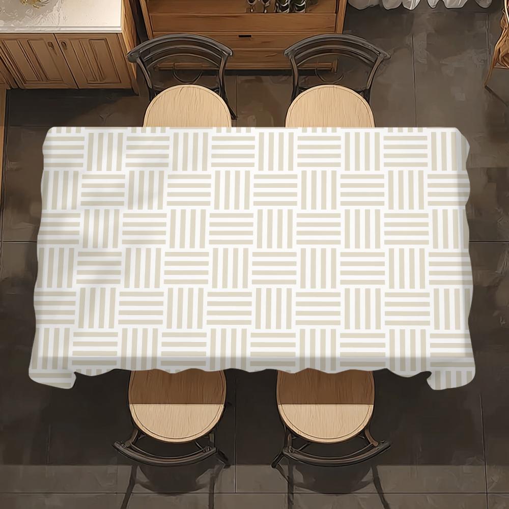 Woven Texture Stripe Table Cloth Home Party Picnic Dining Room Kitchen Desktop Dust-proof Decorative Table