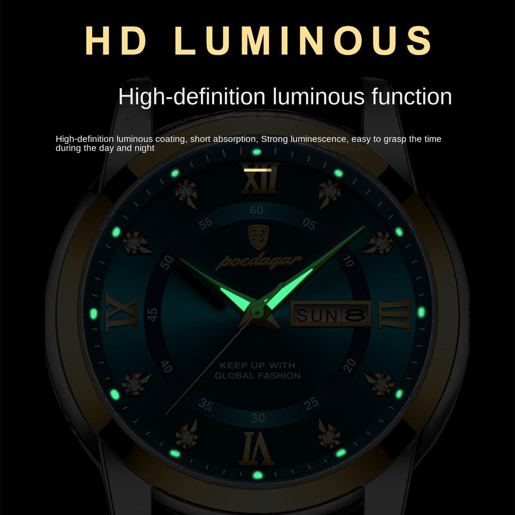 Herrenuhren Rhombus Mirror Original Quarzuhr für Mann Wasserdicht Leuchtend Edelstahl Armbanduhr Männlich Datum Woche