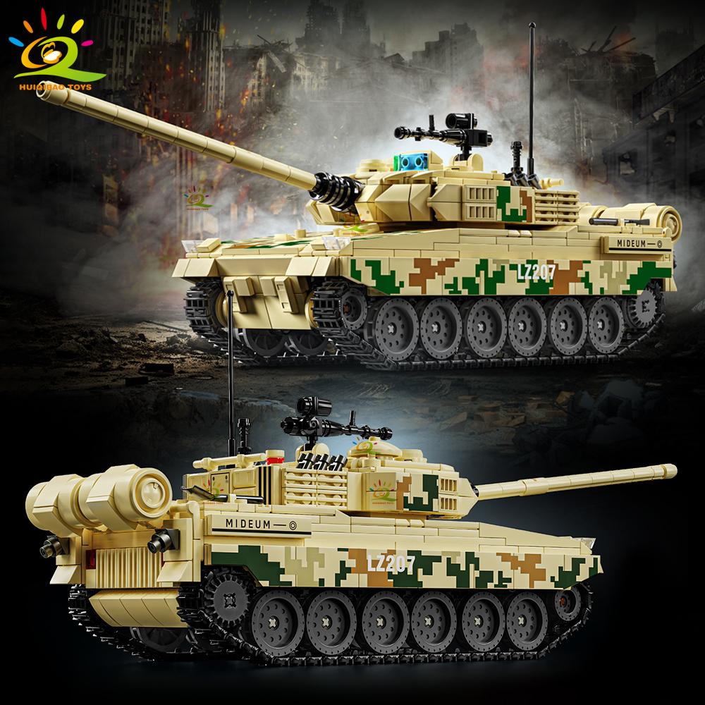 HUIQIBAO WW2 Wojskowy Czołg T-34 Zestaw Klocków Budowlanych dla Dzieci Broń Armii Samochód Ciężarówka Klocki Zabawka Miasto Klocki Budowlane Prezent