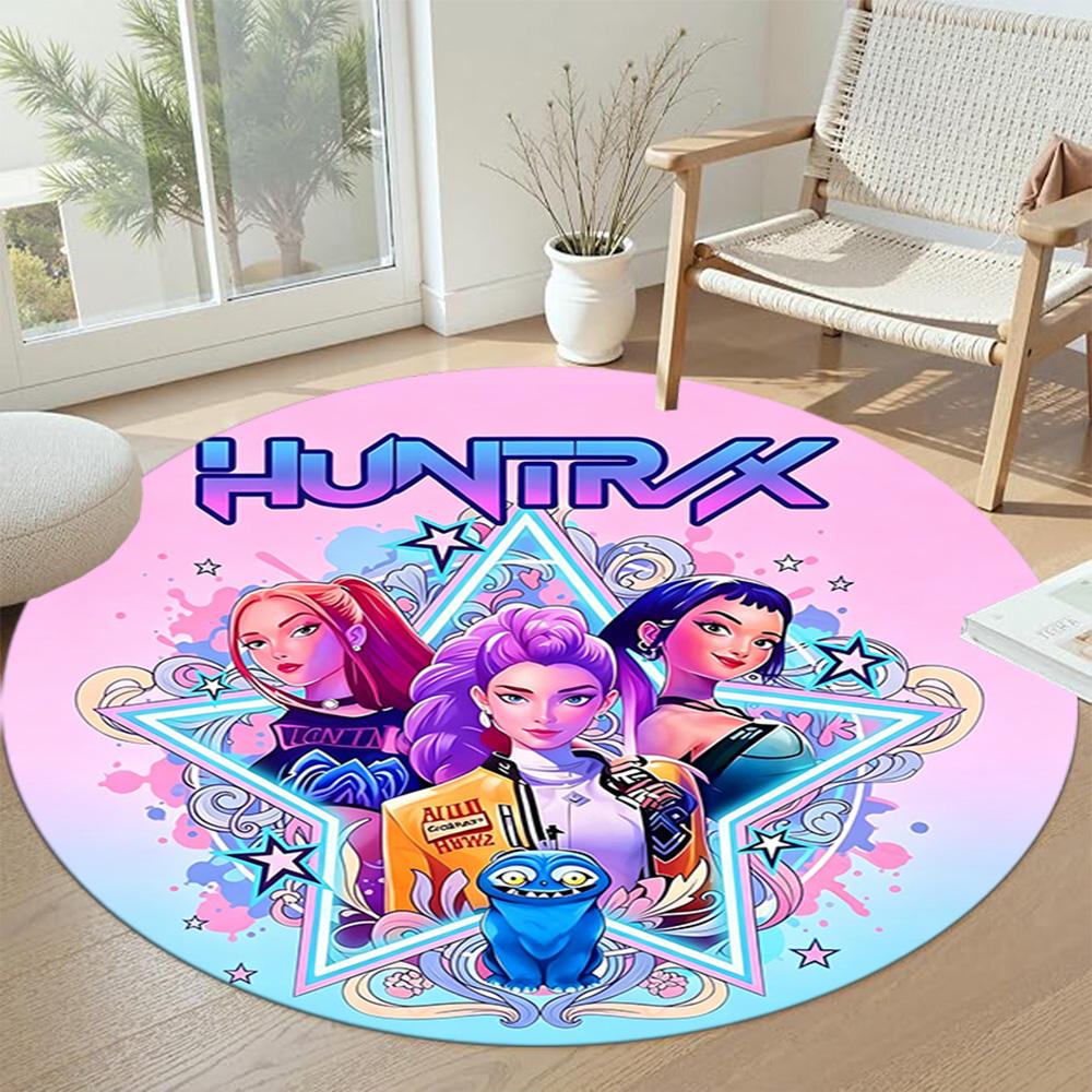 K-pop Round Floor Mat Design for Foyer Game Room Hallway Study room Antislip Round Carpet Anime Office Decor Gift for Festivals