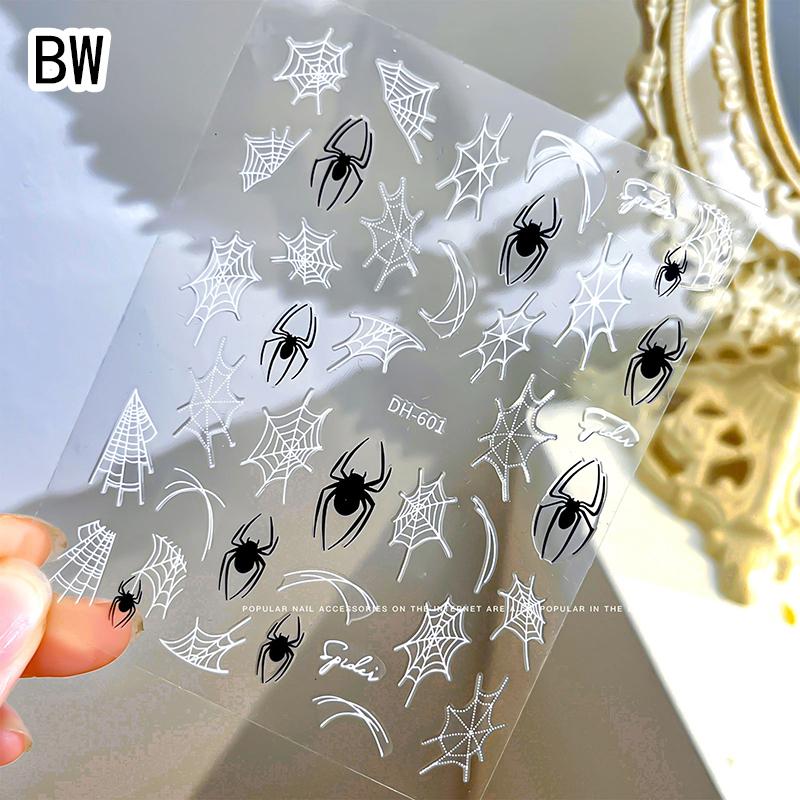 

Черно-белые позолоченные картины в форме паука Наклейка для ногтей Улучшение адгезии Наклейка для ногтей Аксессуары Патч разноцветный