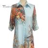Casual Vakantiejurk Dames Dames Boho Bedrukte Blouse Maxi Jurk, 3/4 Mouw Knopen Makkelijk te Onderhouden Reis Lange Zomer Losse Vloeiende Strand Zomerjurk