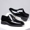 Leather Shoes Men's 2025 Autumn Casual British Lace-up Glossy Pointed Groom Shoes 2025