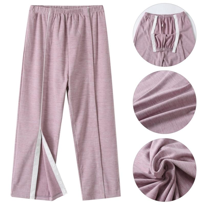 Dámské kalhoty pro péči o pacienty s plným rozepínáním na knoflíky Pooperační snadno oblékatelné/svlékatelné kalhoty pro péči