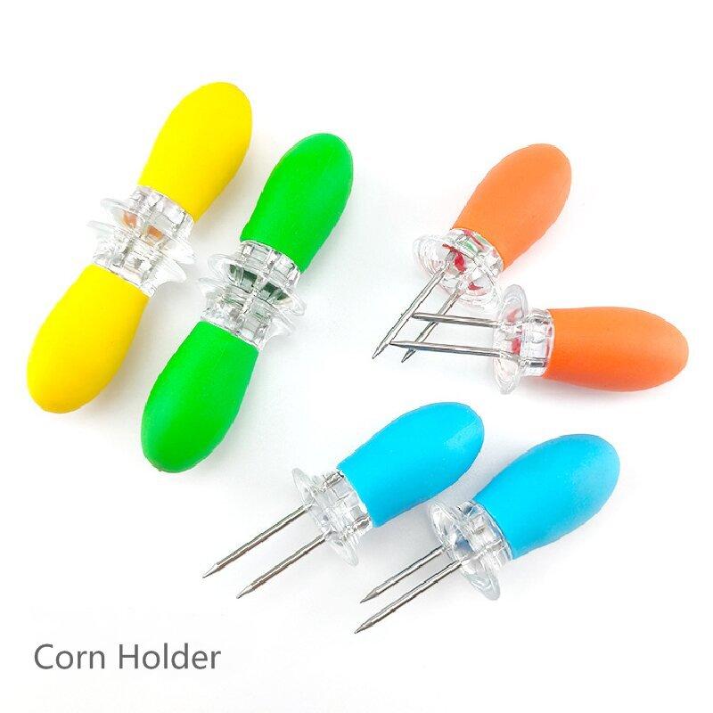 Nerezový držák na kukuřičný klas 1 pár Držák na kukuřici BBQ Dvojhrotý držák na sladkou kukuřici Špíz na kukuřici ke grilování Kempingové potřeby