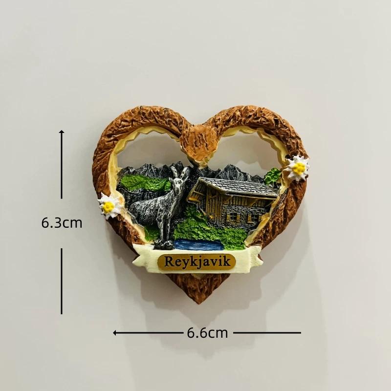 Iceland Reykjavik Resin Fridge Magnet Stickers Travel Souvenir Gift Landscape Refrigerator Magnet Home Kitchen Decor
