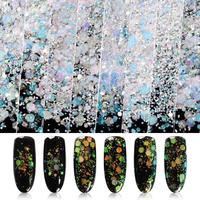 Mtssii 1 Box Glitter Sequin Powder Nail Art Decoration UV Gel Polish Accessories DIY Manicure Tools
