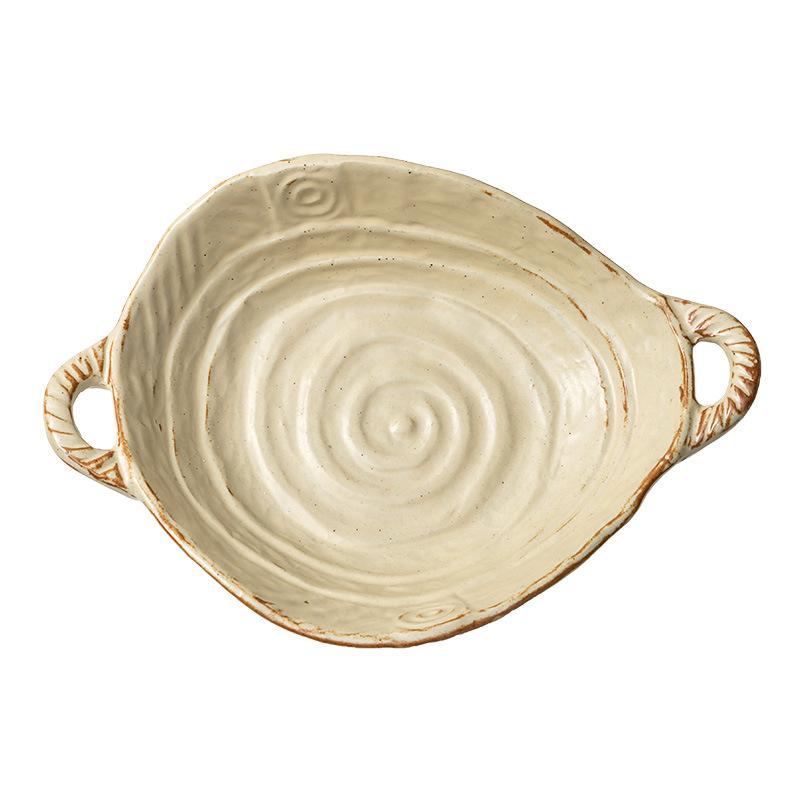 Grobkeramik Geschirrkollektion Tee-Serie Schüsselset Retro Haushalt Große Schüssel Teller Keramikteller