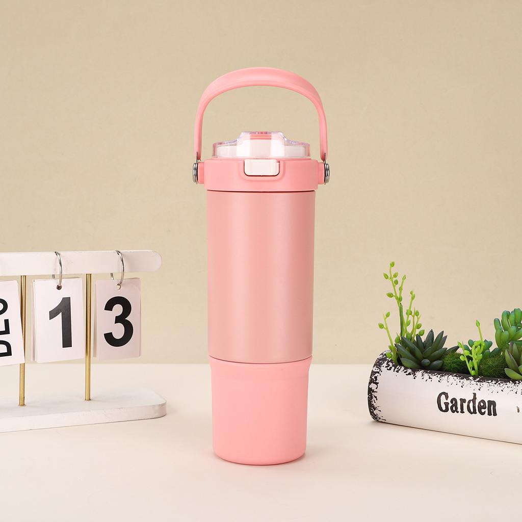 Stainless Steel Handle Car Cup Double Vacuum Spring Cover Thermos Cup Outdoor Fitness Sports Kettle