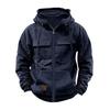 Men S Hooded Solid Color Loose Fit Multi Pocket Zip Sweatshirt