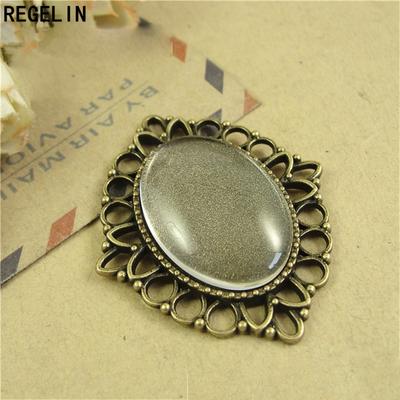 REGELIN Antique bronze/Antique Silver Oval Filigree Cameo Cabochon Base Setting 18*25mm 10pcs/lot Cabochon Pendant Settings