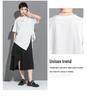 Summer Casual Irregular T-Shirt with Woven Stripes and Loose Short Sleeves