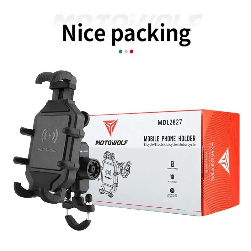 Motorcycle Bicycle Wireless Charger Phone Holder Stand 3.0 Quick Charging Gps Moto Cellphone Handlebar Mount For 4-7 Inch Phone