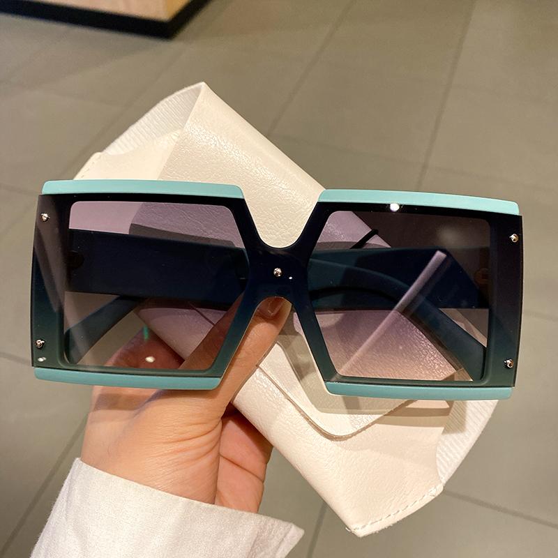 Square Oversized One-pieces Sunglasses Men Women Trendy Gradient Goggle Eyewear Fashion Luxury Brand Design Sun Glasses